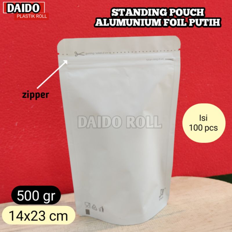 Jual Isi Pcs Standing Pouch Putih Gr X Cm Kpack Kemasan Kopi Plastik Klip Kemasan