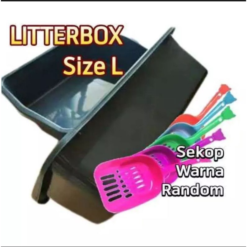 Bak Pasir Besar / Litter Box Jumbo Uk L + Sekop Pasir Bak Pasir Kucing Besar