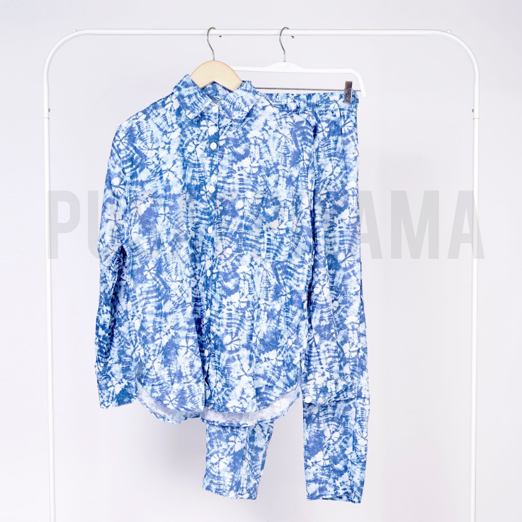 DAILY SET PIYAMA TIE DYE SET LENGAN PANJANG BIG SIZE  / SETELAN BAJU TIDUR RAYON / PIYAMA KEKINIAN