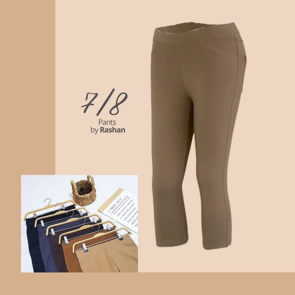 RASHAN - CELANA 7/8 BAHAN KAIN Denim Cotton Spandek  LEGGING WANITA JUMBO BIG SIZE