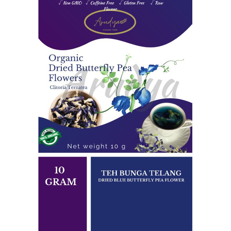 

Teh Bunga Telang Organik (Dried Organic Blue Buterfly Pea) @10 gram; 50; 100 gram.