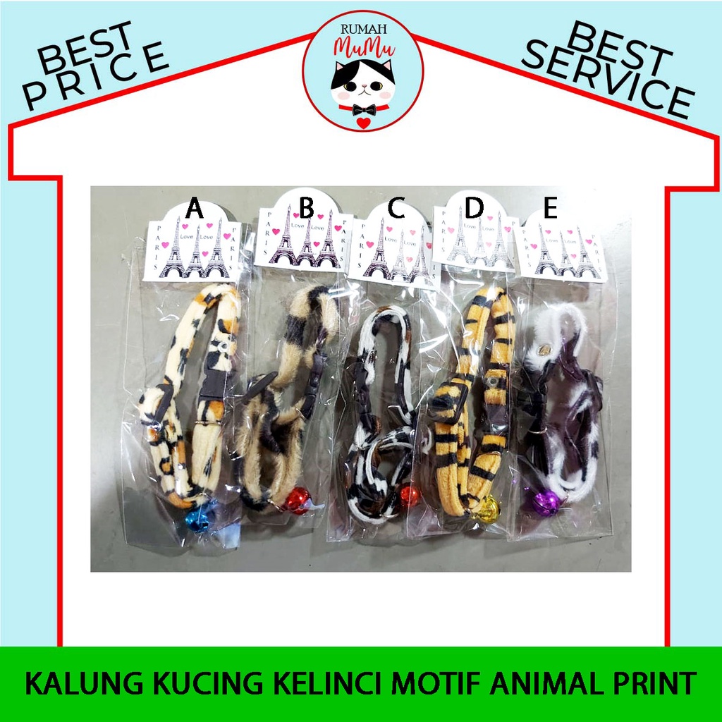 KALUNG COLLAR KUCING MUSANG KELINCI MOTIF ANIMAL PRINT BAHAN LEMBUT