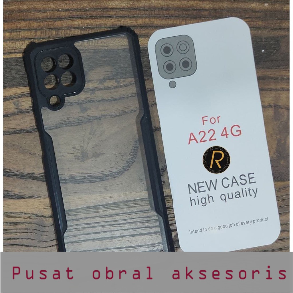 S/P- CASING Case Armor Samsung A22 4G Softcase Clear Casing Bening List Hitam Hardcase Protect Camera Shockproof SP