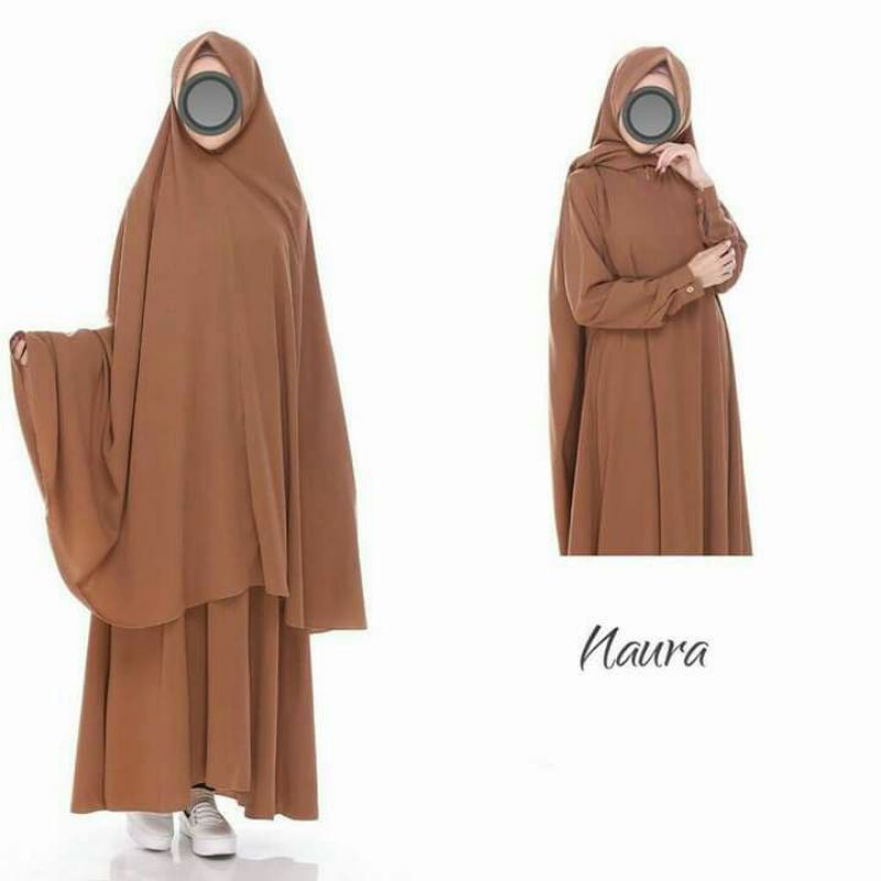 gamis set cadar syar'i - gamis Naura - Khimar syar'i set cadar gamis bahan wolvis premium