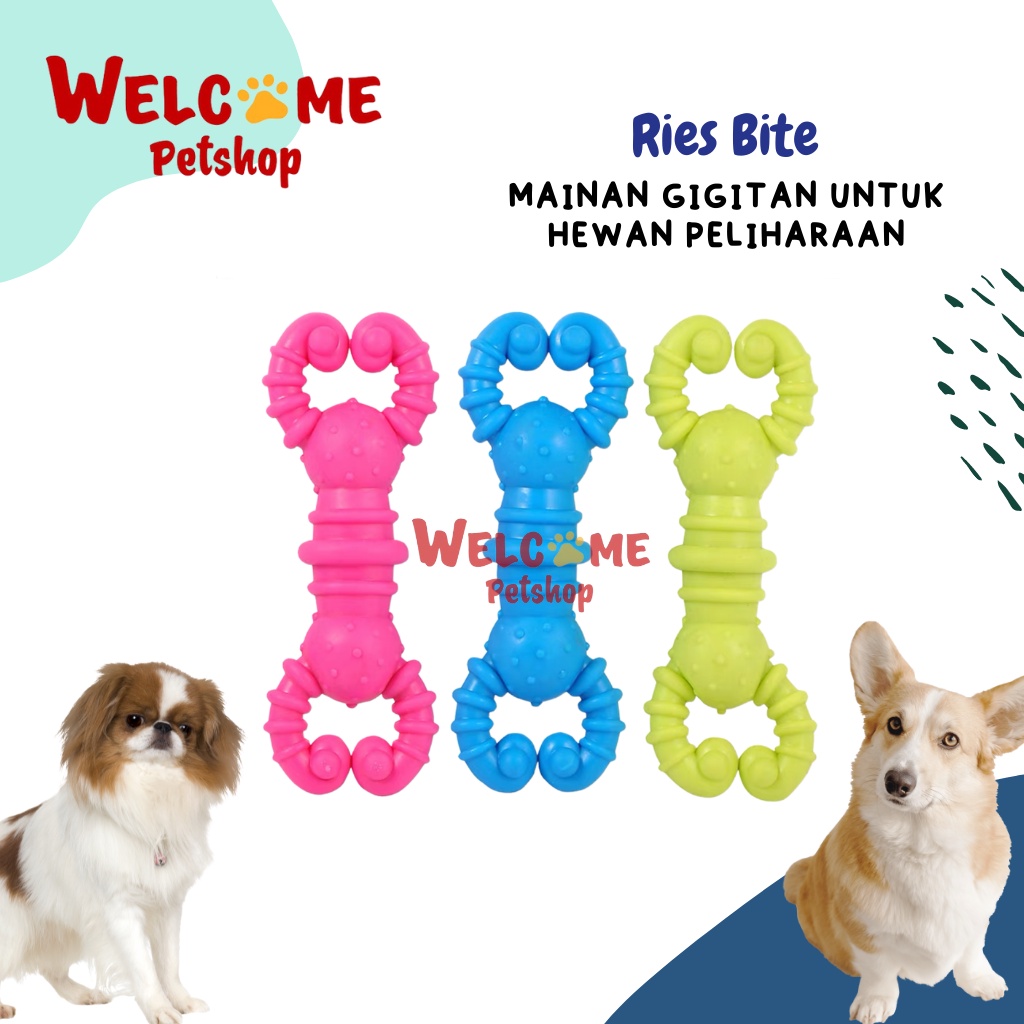 Ries Bite Mainan Gigitan Karet Anjing Kucing Pet Toy Gigit