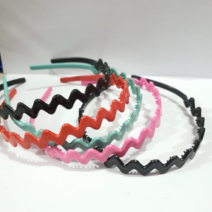 SHOPEE SALE !! 1 Pcs (BP02) Bando Plastik ZIGZAG WARNA WARNI Import Headband Murah