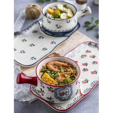 Piring Makan Set Keramik  Motif Cherry / Japanese Style Dinner Plate Tableware