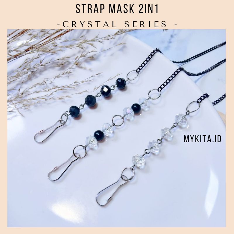 Strap Masker Hijab 2in1 Rantai Murah Strap Masker Mutiara Kalung Masker [Crystal Series]