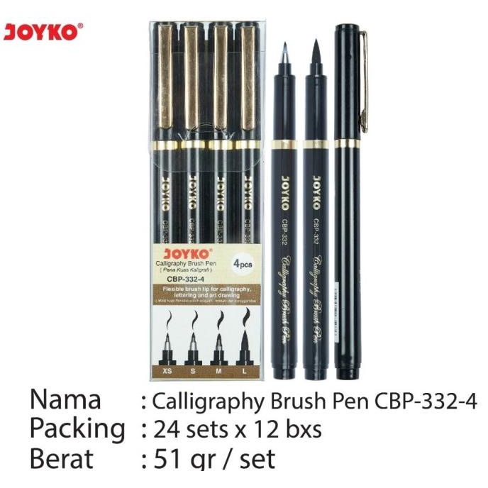 

[[COD]] calligraphy brush pen joyko cbp 332 isi 4 kaligrafi pen TERBARU Kode 662