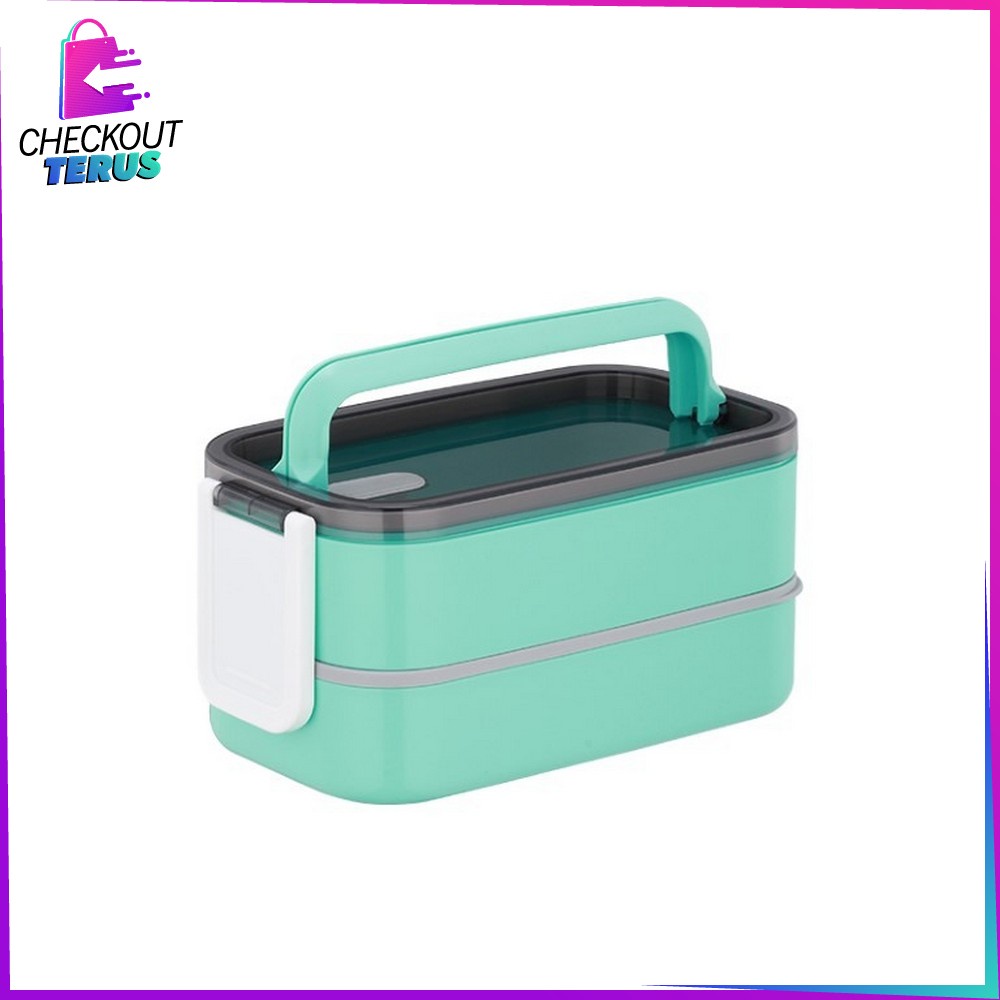 CT C376 Lunch Box Double Layer Tempat Makan 2 Tingkat Kotak Makan Kotak Bekal Bento Box 4 Sekat Rantang Susun Tempat Makanan Susun