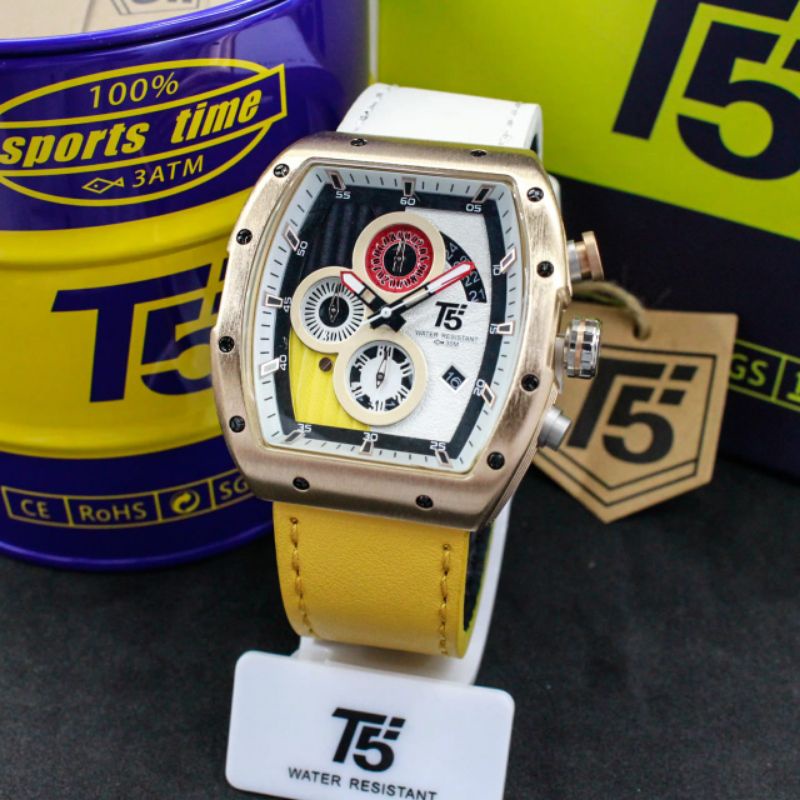 Jam Tangan Pria T5 H3877 3877 Original Two Tone Leather crono aktif