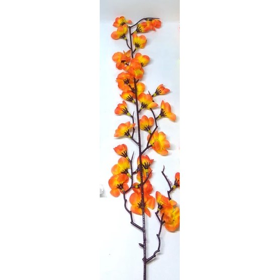Tangkai Bunga Sakura - Bunga Plastik Sakura Imlek Artificial Pajangan Hiasan Rumah Konyan Gong Xie-Orange