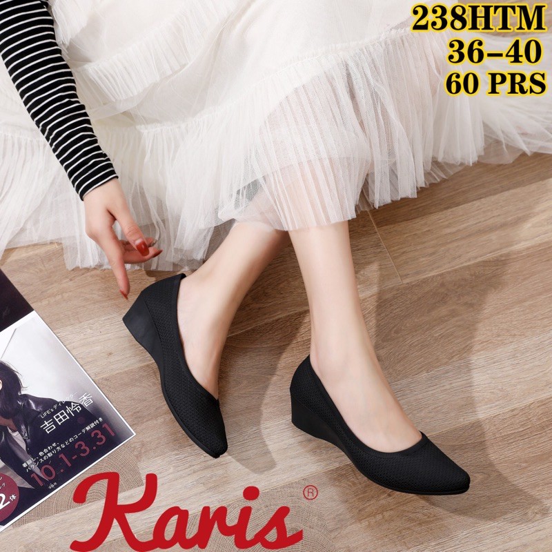 Sepatu Wanita Jelly Wedges Hitam Kerja Karis 238