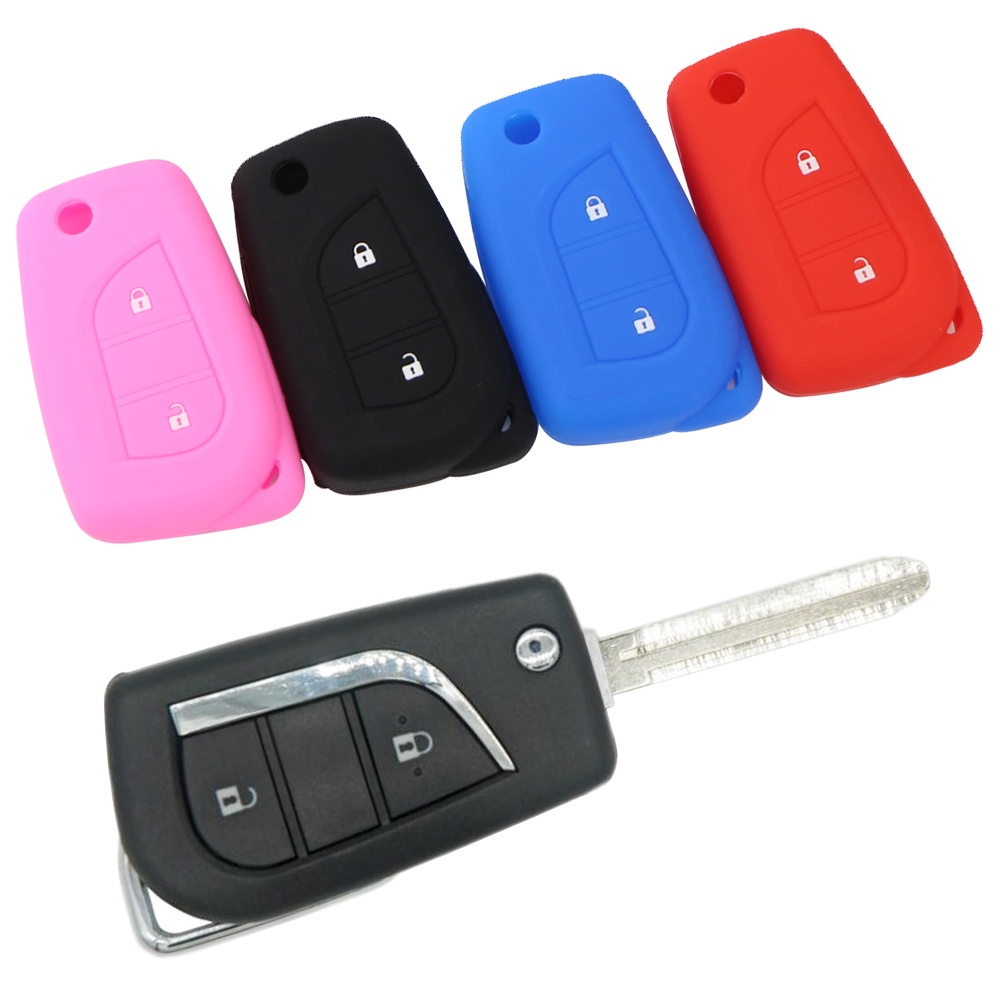 Silikon Lipat Flip Key Cover Case Shell Fob Untuk Toyota TOY43 Hilux Corolla Avensis Prado Fortuner RAV4 CHR