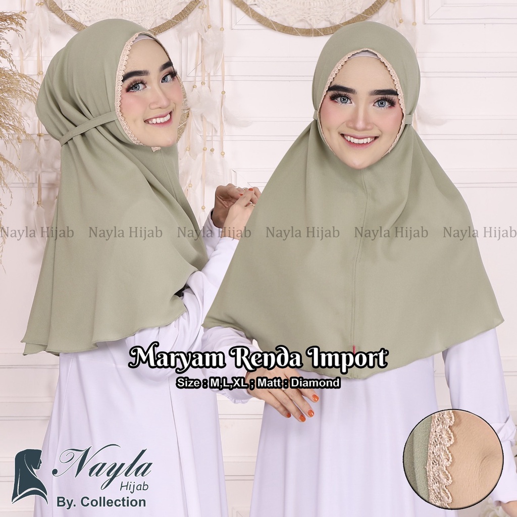 HIJAB INSTAN TALI MARYAM RENDA M BAHAN DIAMOND MARYAM TALI RENDA IMPORT TERBARU NAYLA HIJA'B