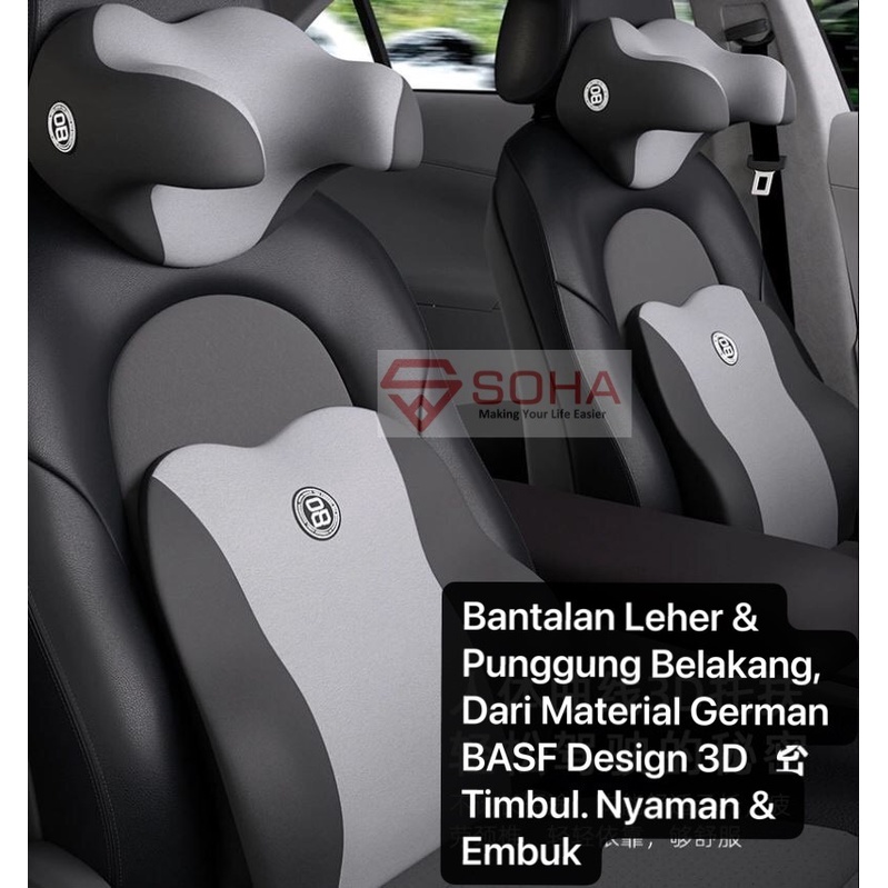 AM-01 Abu-abu Headrest Anti Pegal Bantal Sandaran Kepala Kursi Mobil Berbentuk U Bahan Busa Lumbar Kapas Lembut Nyaman di Leher &amp; Kepala