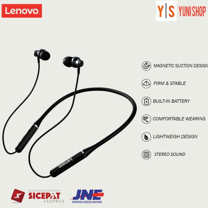Earphone bluetooth/ earphone lenovo/ he 05 pro lenovo - Hitam AP193
