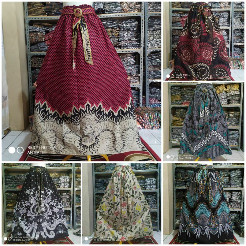 Rok batik modern pendek katun cap klok tebal kekinian fit to XL RBM008.