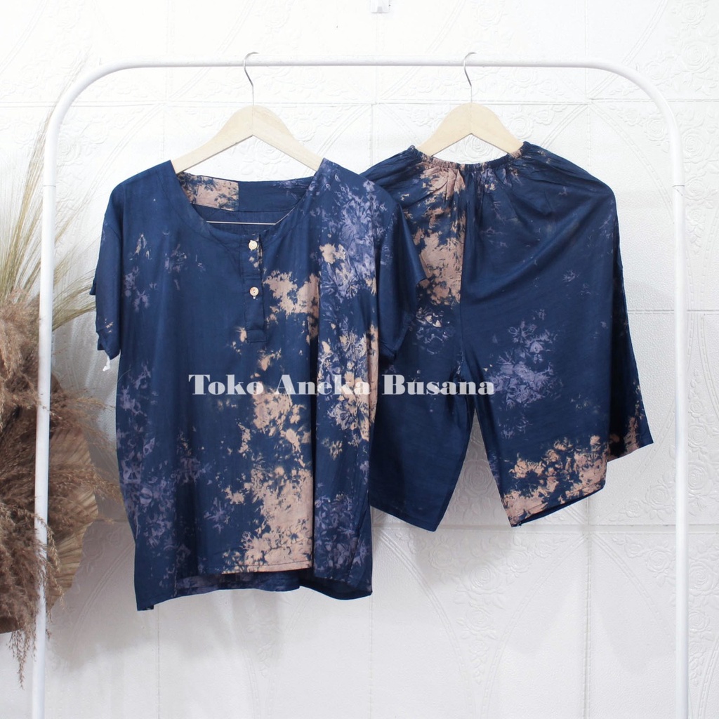 Setelan Baju Tidur Piyama Pendek Motif Daun Warna Bahan Rayon-Motif 022