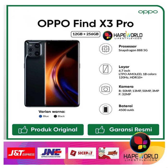 OPPO FIND X3 PRO 12/256 - SNAPDRAGON 888 - GARANSI RESMI OPPO