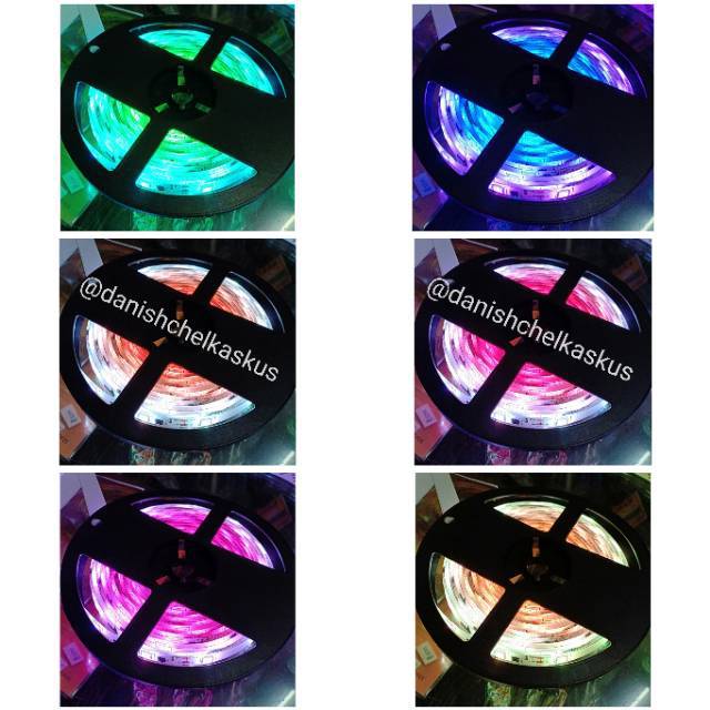 RUNNING LED STRIP SMD 5050 RGB + IC PINTAR WARNA WARNI IP44 KOMPLIT LAMPU BERJALAN