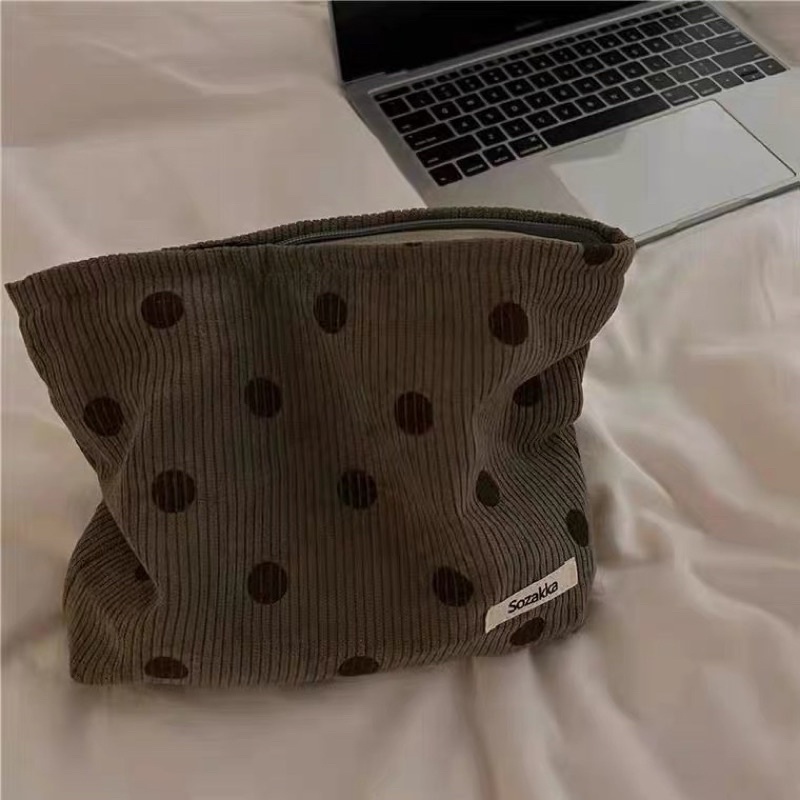 pouch polkadot tas kosmetik make up travel bag serbaguna multifungsi clutch dompet besar aksesoris fashion wanita dewasa korea PO06