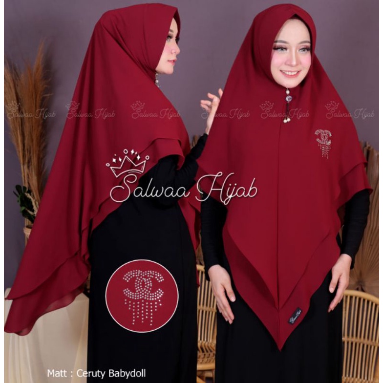 TERBARU!!KHIMAR DUA LAYAR JUMBO PAYET MUTIARA SWAROSKY!!!