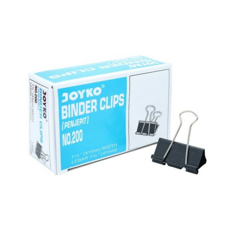 

Binder Clip / Klip / Penjepit Kertas Joyko 200 - 41 MM ( 1 Box 12 PCS)