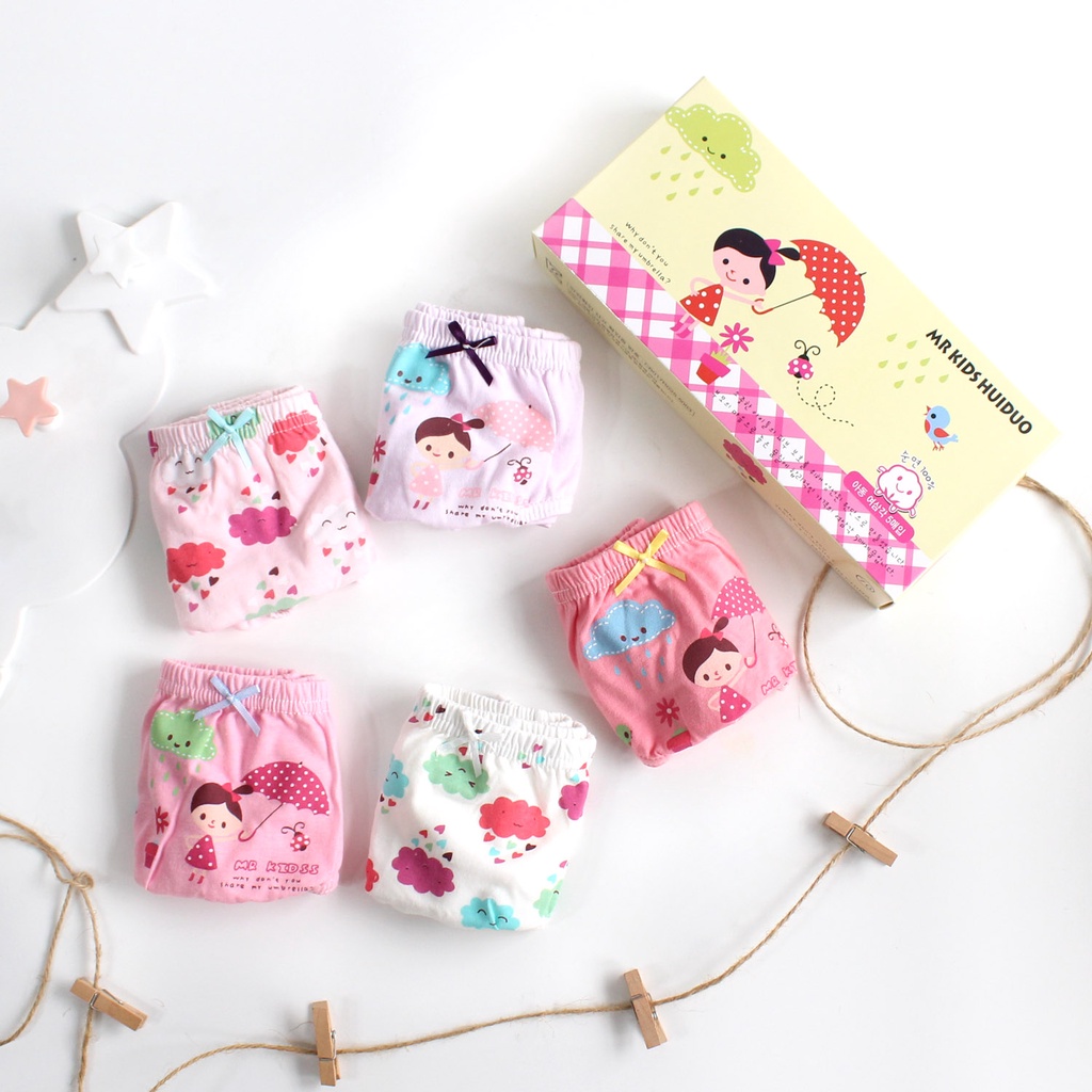 SET Celana Dalam Anak Perempuan Celana Dalam Katun Anak dengan Box Kolor Anak Perempuan Import Umbrella Girl