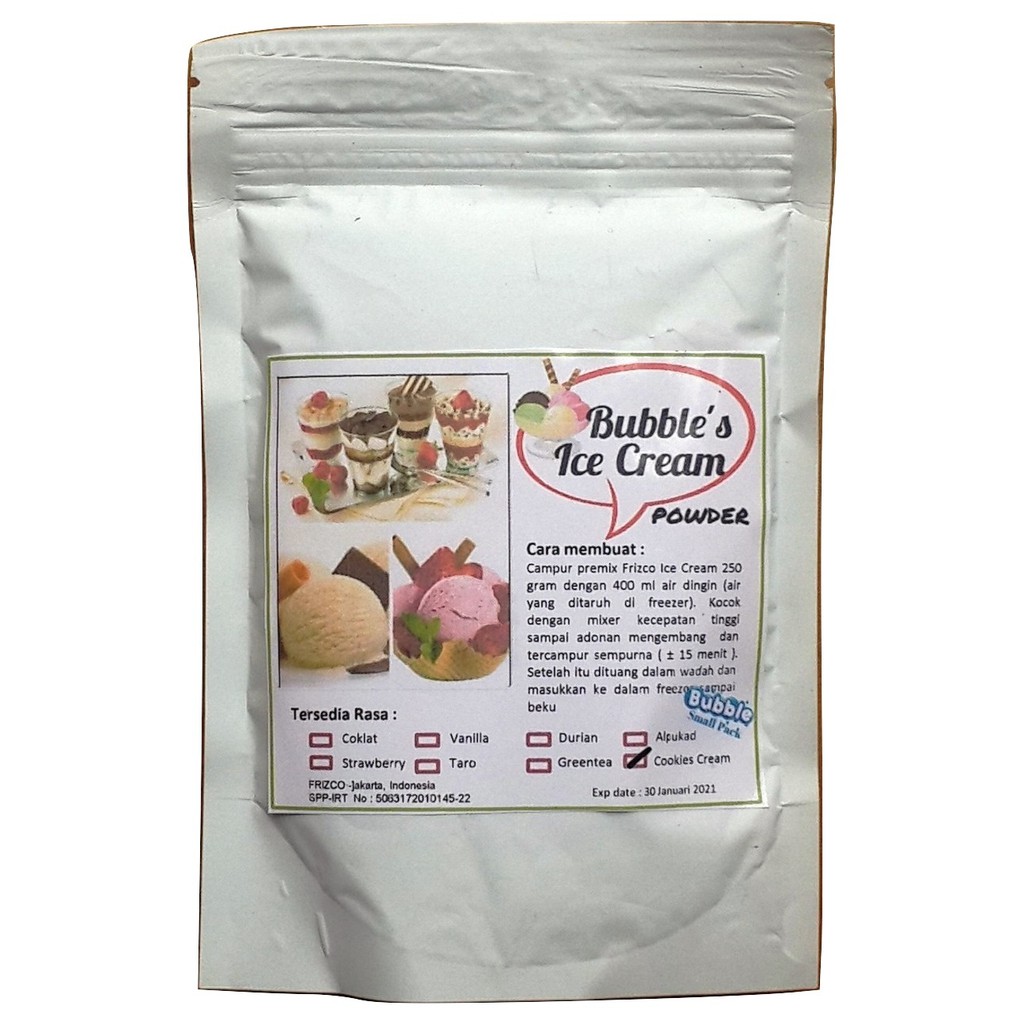 

CREAM COOKIES FRIZCO BUBBLES ICE CREAM 250GR Bubuk Es Krim instan krim cokies