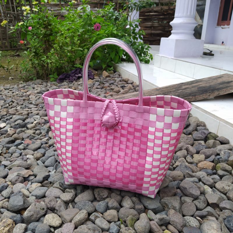 (VERTIK) Tas Belanja/ Tas Wanita/ Tas Mukena/ Tas Souvenir/ Tas kondangan/ Tas Anyaman Premium Situbondo