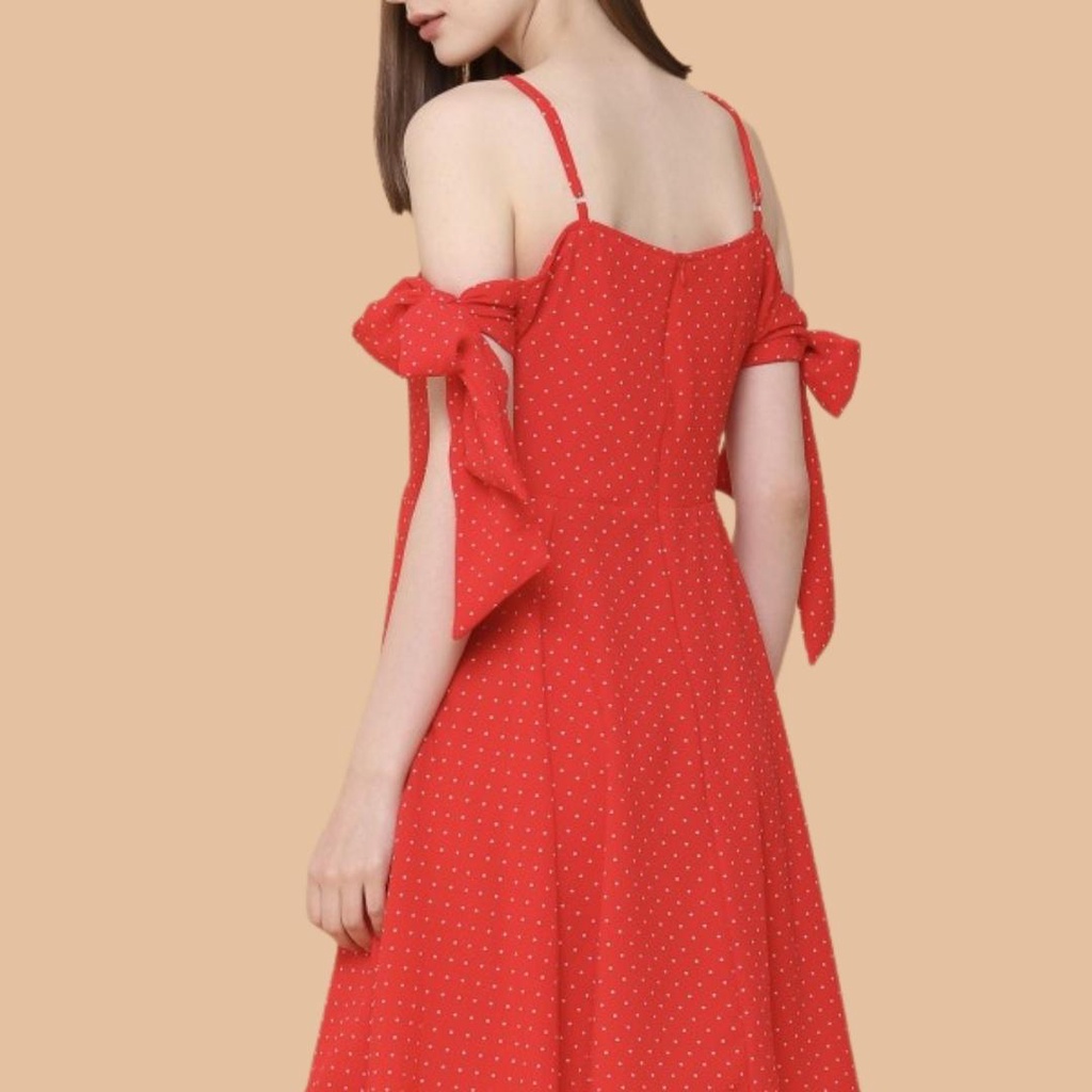 Dotty Spaghetti Tied Dress