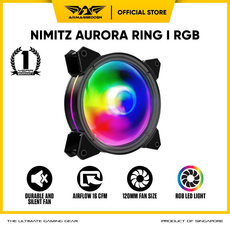 Armaggeddon Neuron Aurora Ring 1 RGB Fan For Gaming PC Case (120mm) - Plug And Play