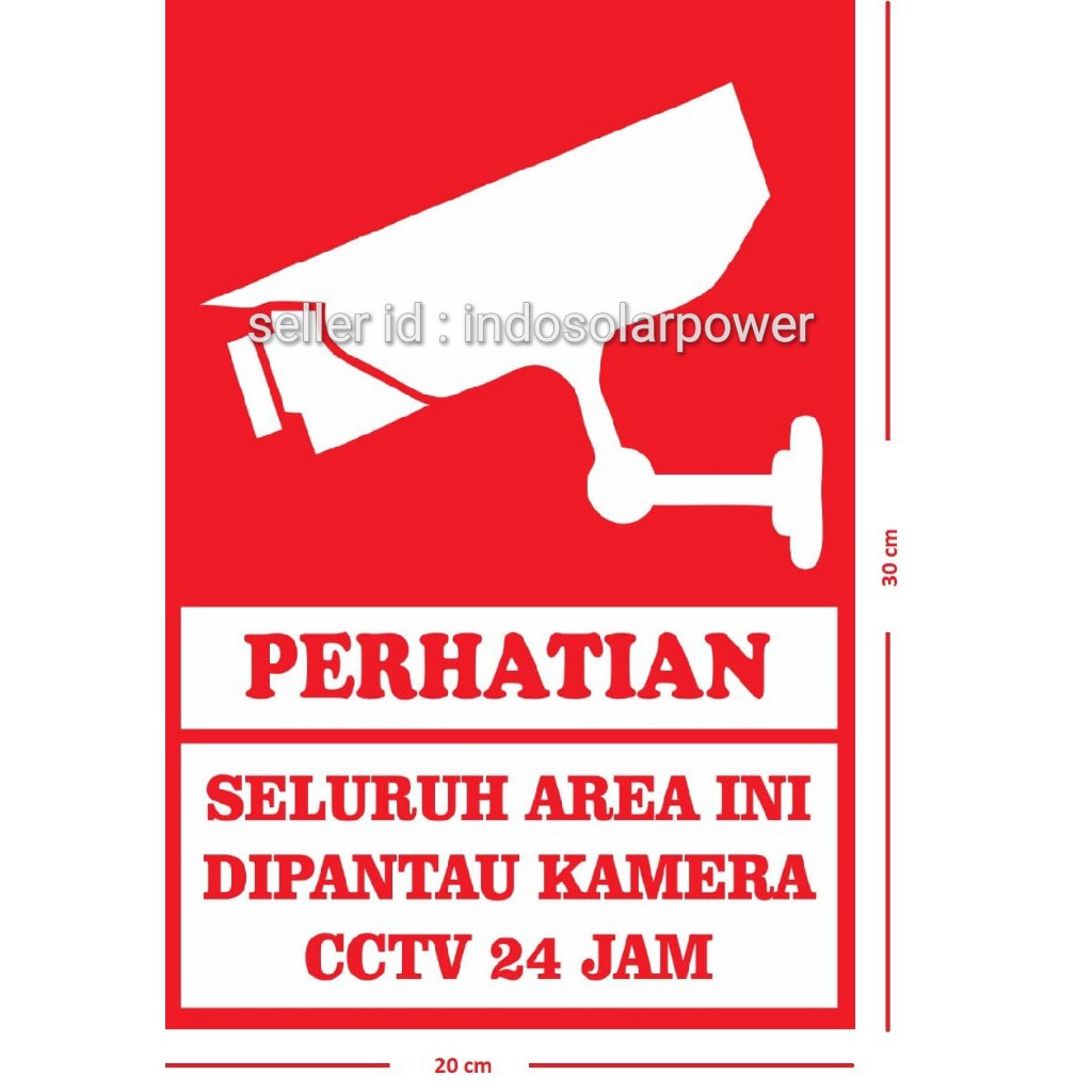 Sticker Stiker CCTV JUMBO ukuran 20x30cm 20 x 30 cm 28x20 cm untuk Gudang Hotel Minimarket Toko SPBU Parkiran