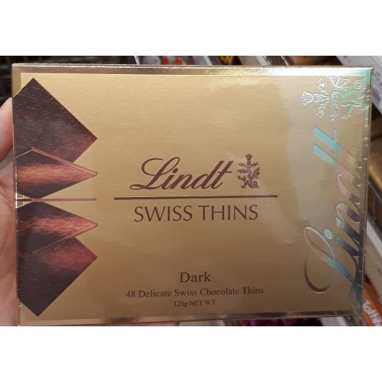 

Lindt Swiss Thins Dark 48 delicate swiss chocolate thins 125 gram PROMO