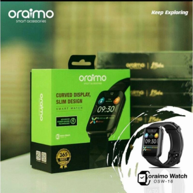 Oraimo Smart Watch Jam Tangan Pintar IPS Full Touch Screen Ultra Slim Tipe OSW-16 (vroffstore)