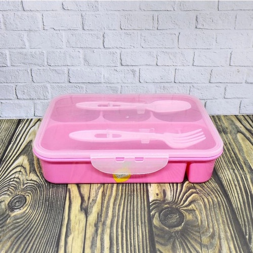 

Kotak Makan Pink Box Lunch Box Segi Sekat Set Sendok Garpu