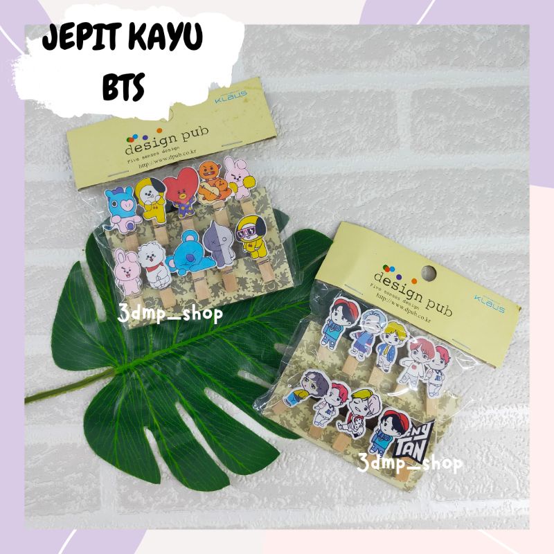 Jepit Kayu Wooden Klip BTS BT21 KPOP karakter