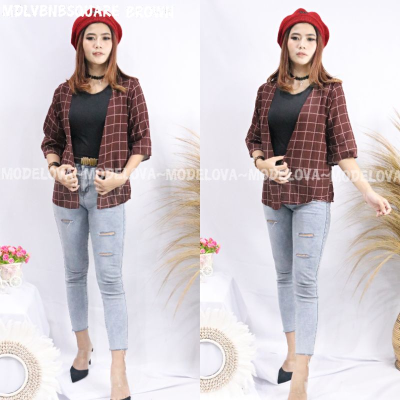 MDLV ~ CARDI BNB SQUARE CARDIGAN KOTAK CARDIGAN WANITA OUTER CEWEK MURAH OUTER KOREA FASHION WANITA