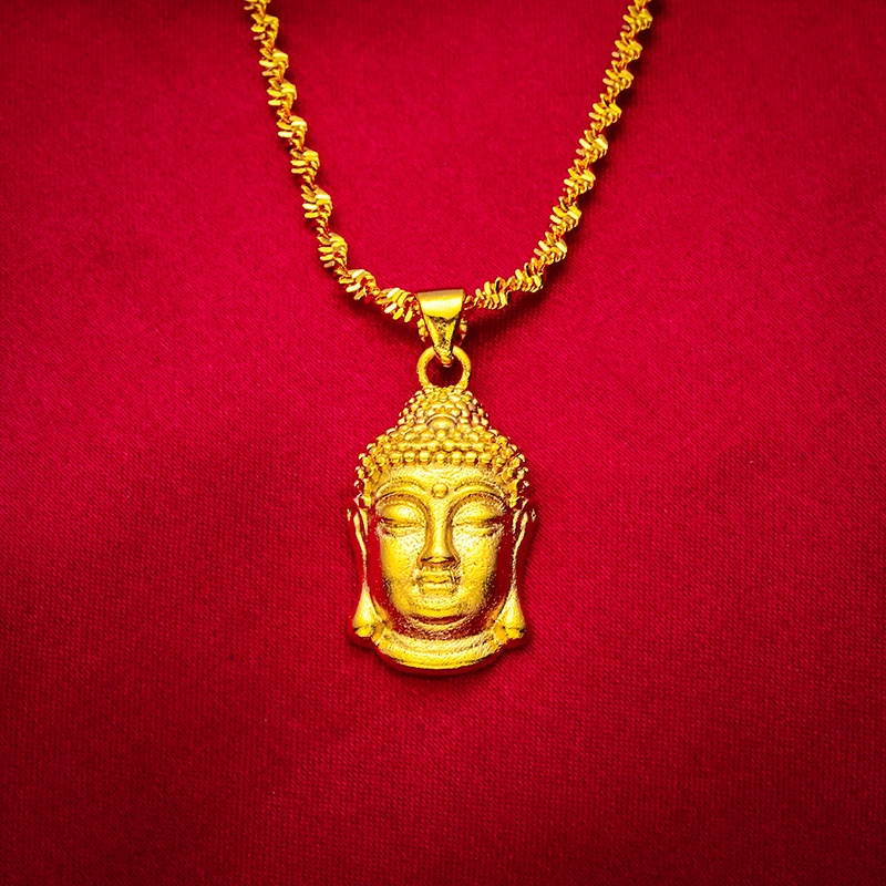 Kalung Lapis Emas Emas Asli Kadar 375Dengan Liontin Maitreya Buddha Gaya Korea