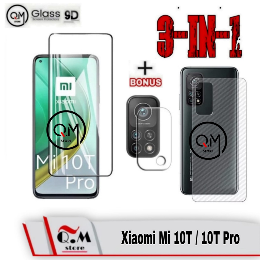 DISKON 3In1 Tempered Glass Layar Xiaomi Mi 10T / Mi 10T Pro Screen Guard Anti Gores Kaca Pelindung Layar
