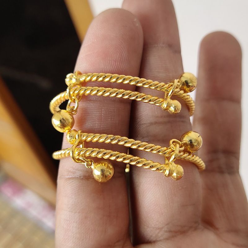 Gelang kroncong baby/anak perak 99 silver/sepuh mas 24k