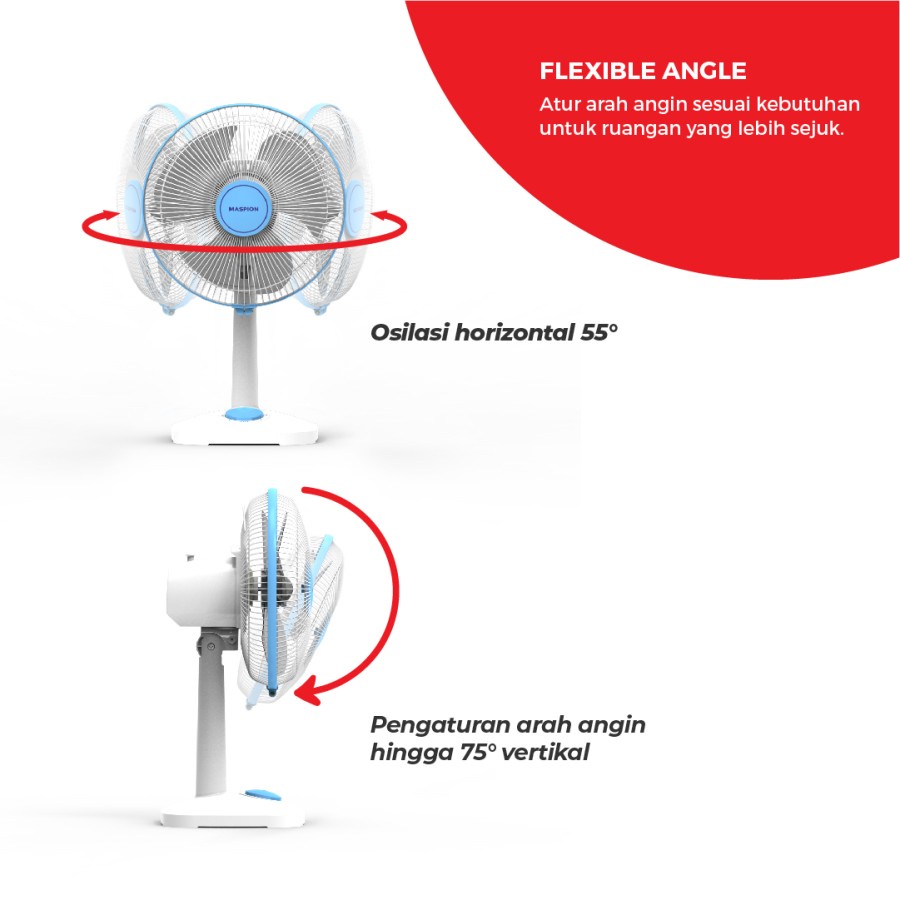 Maspion Kipas Angin Meja 12 Inch  EX 308 - EX308 Desk Fan 12&quot; Angin Kencang Bisa Putar