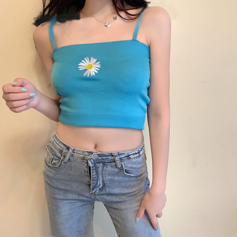 VS X - TANK TOP DAISY CROP BAHAN SPANDEX FIT L