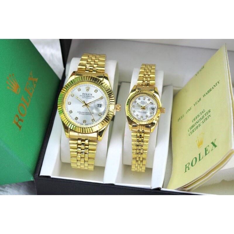 TERLARIS  Jam Tangan Couple ROLEX Gerigi Tanggal Aktif Free Box Ori & Batrai ( BISA COD )