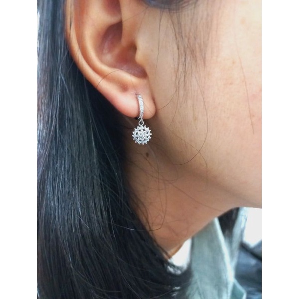 anting jepit donat + m. bunga full mp /anting perak asli silver 925 lapis emas/anting fashion wanita