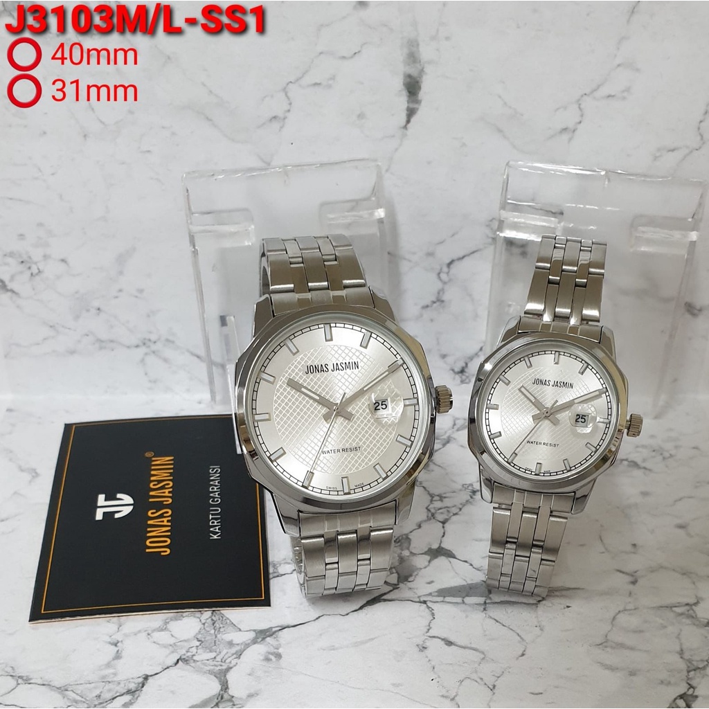 Jam Tangan JONAS JASMIN JJ- 3103/ Fashion Pasangan / Couple Jonas Jasmin JJ3103HM Tanggal Aktif Tali Rantai / JAM TANGAN JONAS JASMIN STAINLESS STEEL