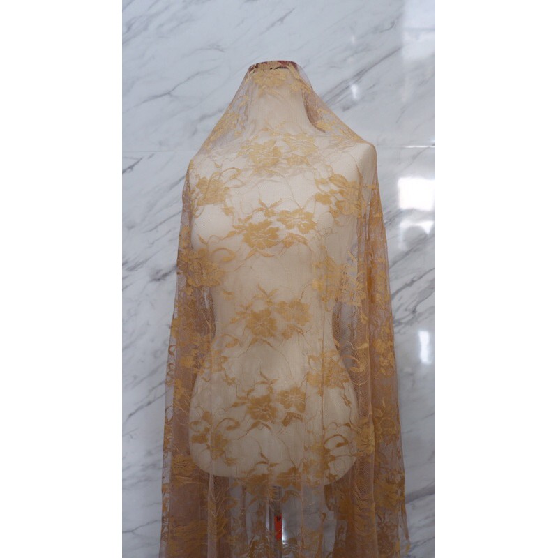 Kain brokat brukat perancis tile violet bunga gold