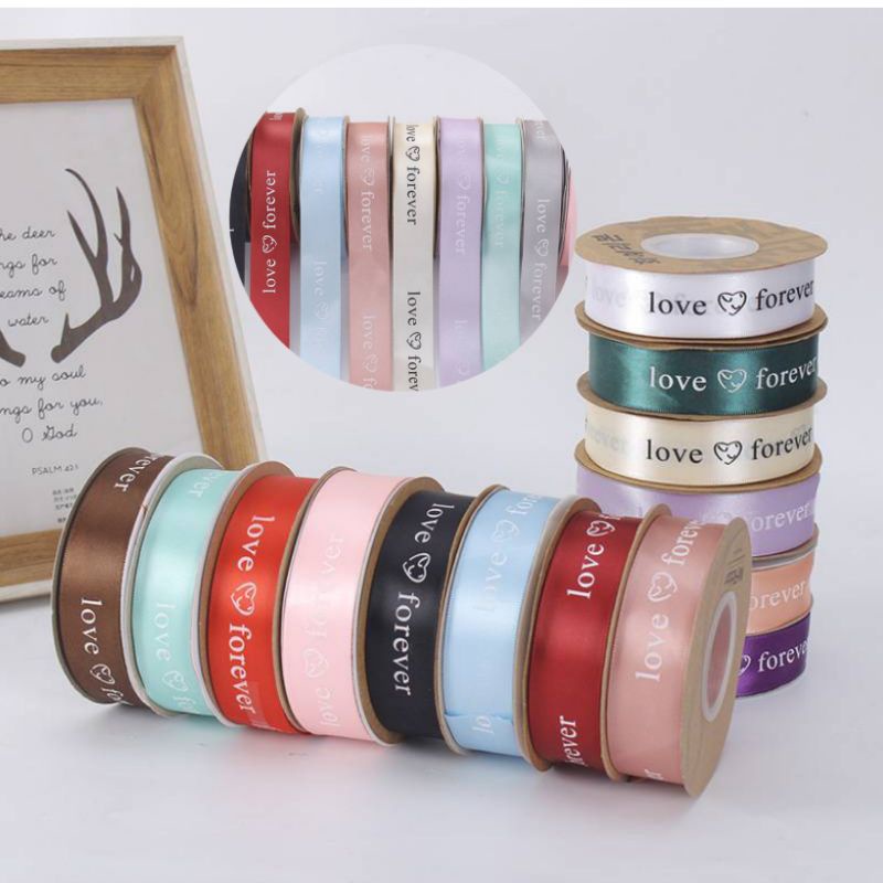 

Dhiya Florist - Pita Love Forever Ribbon 25 mm Per Yard ( 90 cm) Pita Parcel Gift Hampers Pita Ribbon 2,5 cm DIY Crafts Satin Grossgrain Tapes Card Wrapflower Bouquet Dekorasi Kado
