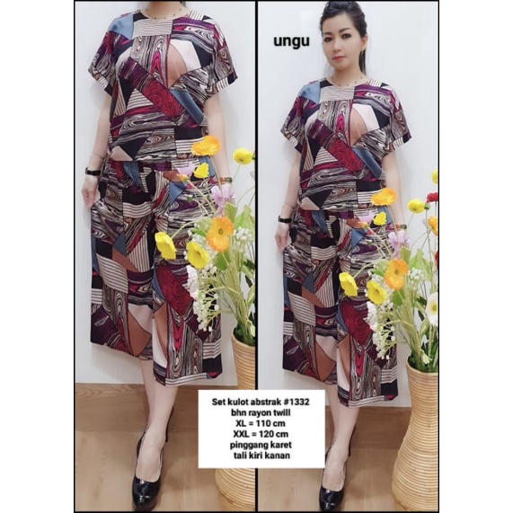 Stelan celana kulot abstrak rayon twill sn1332